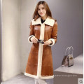 Damen Lammleder und Shearling Coat Long Style